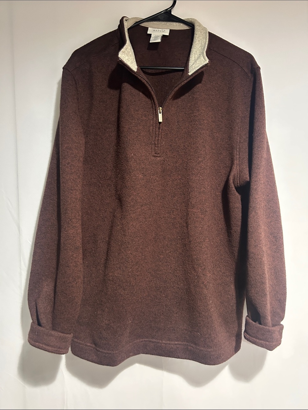 Aspen Brown Half-Zip Sweater with Contrast Collar